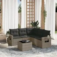 Set Divano da Giardino 6 pz con Cuscini Grigio in Polyrattancod mxl 112290