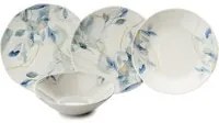 Set 24 pezzi tavola in ceramica foglie blu