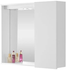 Specchio contenitore 67x60 cm bianco con LED e ripiani interni