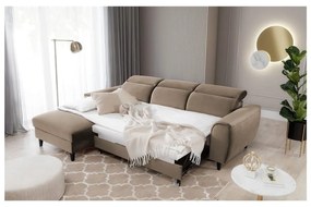 Divano angolare marrone chiaro allungabile/con contenitore (con penisola a sinistra/con chaise lounge) e rivestimento in velluto Foble – ELTAP