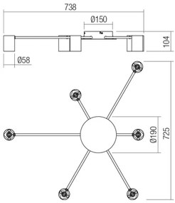 Redo 01-4052 - Faretto NOA 6xGU10/10W/230V nero