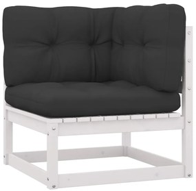 Set divani da giardino 8 pz cuscini bianchi massello di pino