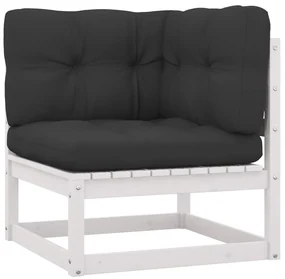 Set divani da giardino 8 pz cuscini bianchi massello di pino