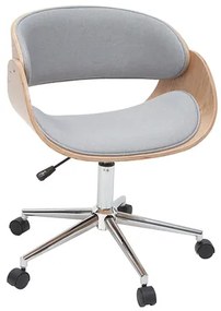 Sedia da ufficio in tessuto grigio e legno chiaro BENT