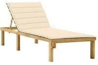 Lettino da Giardino con Cuscino Crema Legno Pino Impregnato 3065851