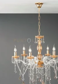 Lampadario in cristallo ambra damasco 8 luci lp.damasco-8-amb