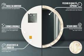 Specchio tondo con decoro Composizione art deco fi 100 cm