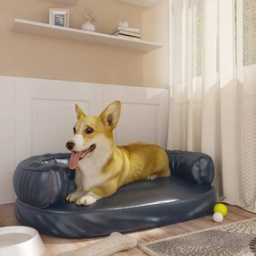 Letto Cani Ergonomico Gommapiuma Blu Scuro 75x53 Cm Similpelle /