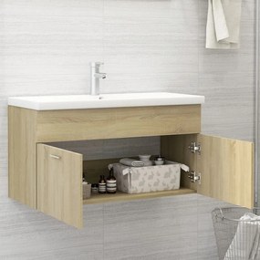 Mobile bagno con lavabo integrato rovere sonoma in truciolato