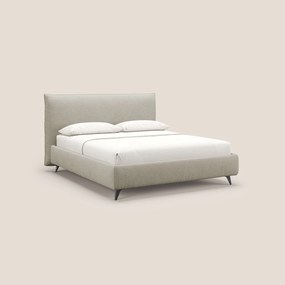 EROS letto imbottito in piuma con vano contenitore in pregiato e fresco bouclet smacchiabile T16 beige