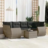 Set Divani da Giardino 7 pz con Cuscini Grigio in Polyrattan 3221119