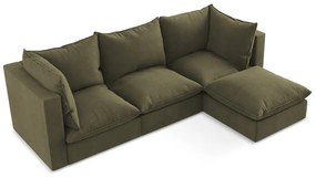 Divano angolare color kaki (con penisola a destra/con chaise lounge) Manao – Makamii