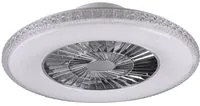 Harstad - Ventilatore e plafoniera LED 60 cm con bordo effetto cristallo, telecomando, dimmer, timer, luce notturna ed effetto stelle. 3000-6500K / 3000Lm /40W