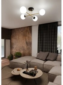 Lampadario a sospensione con supporto rigido MAGNUM 4xE14/10W/230V bianco/oro/nero