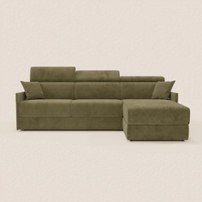 Miryam divano letto angolare compatto - poggiatesta reclinabili e penisola contenitore in tessuto smacchiabile T31