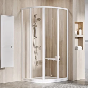 Ravak Supernova box doccia 80x80 cm semicircolare bianco lucida/vetro trasparente 3114O102Z1