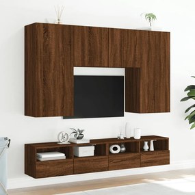 Mobile tv a parete rovere marrone 80x30x30 cm legno multistrato