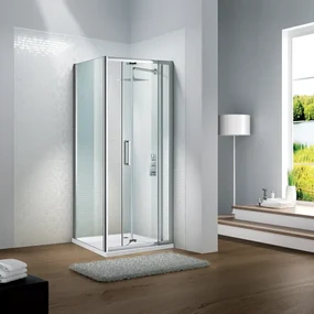 Porta doccia battente Slimline L 90 x H 195cm, Sp. 6 mm in vetro profilo cromo