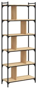 Libreria rovere sonoma 6 ripiani 76x32x192 cm legno multistrato