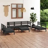 Set Divani da Giardino 8 pz Nero in Legno Massello di Pino cod mxl 36480