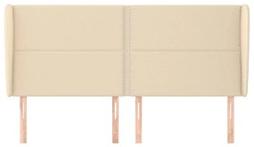 Testiera ad orecchio crema 203x23x118/128 cm in tessuto
