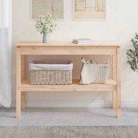 Tavolo Consolle 110x40x75 Cm İn Legno Massello Di Pino /