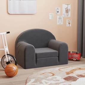 Divano letto per bambini antracite in morbido peluche