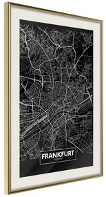 Poster  City Map: Frankfurt (Dark)  Cornice Quadri Cornice d'oro con passe-partout, Larghezza x Altezza Home decor 40x60