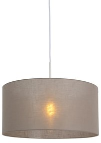 Lampada a sospensione rustica bianca con paralume tortora 50 cm - Combi 1