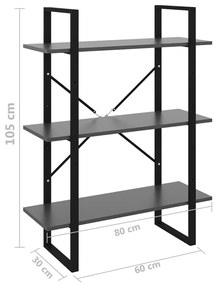 Libreria Grigia 80x30x105 cm in Legno Multistrato