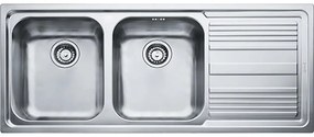 Lavello integrato 2 vasche in inox argento FRANKE Logica line L 50 x L 116 cm