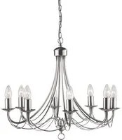 Lampadario Industrial-Nordico Maypole Acciaio Argento 8 Luci E14