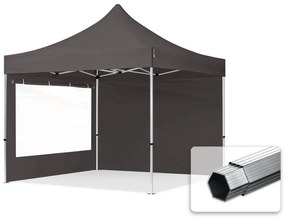 TOOLPORT 3x3m gazebo pieghevole PES con laterali (finestre panoramiche), PROFESSIONAL alluminio, grigio scuro - (600167)