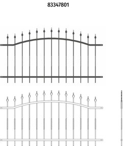 Recinzione arco in ferro verniciato nero L 196 x H 106 x P 3 cm