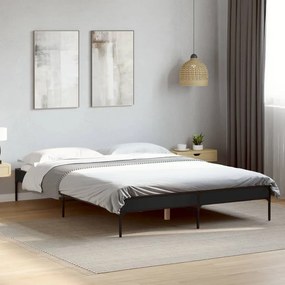 Giroletto nero 160x200 cm in legno multistrato e metallo