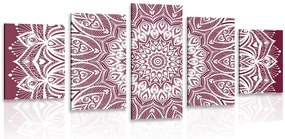 Quadri 5 pezzi – Mandala armonia su sfondo rosa