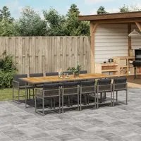 Set da Pranzo da Giardino 11pz con Cuscini in Polyrattan Grigio 3211478