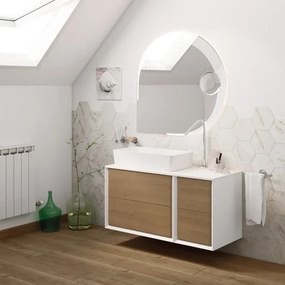 Mobile sottolavabo e lavabo Bellagio per vasca centrale bianco/rovere tabacco L 105 x H 51 x P 46 cm 2 cassetti