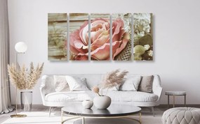 Quadri 5 pezzi – Rose vintage eleganti