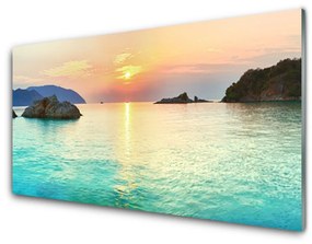 Quadro acrilico Paesaggio del mare delle rocce del sole 100x50 cm