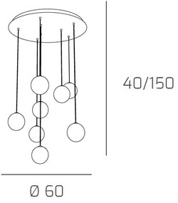 Sospensione Contemp Willow Metallo Cromo Vetro Bianco Satitano 8 Luci G9