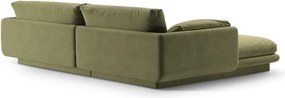 Divano angolare in verde chiaro (con penisola a destra/con chaise lounge) con rivestimento in velluto Torino – Micadoni