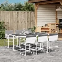 Set da Pranzo da Giardino 7 pz con Cuscini Bianco in Textilene 3295089