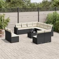 Set Divani da Giardino 12 pz con Cuscini Nero in Polyrattan 3219126