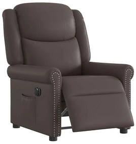 Poltrona Reclinabile Elettrica Marrone Lucido Similpelle /