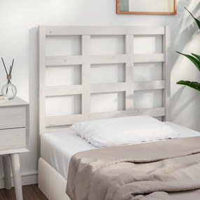 Testiera Per Letto Bianca 105,5x4x100 Cm Legno Massello Di Pino /