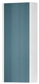 Pensile bagno Niwa laccato opaco bianco con vetro blu pacifico, 1 anta apertura da sinistra P 17 x L 30 x H 78.5 cm