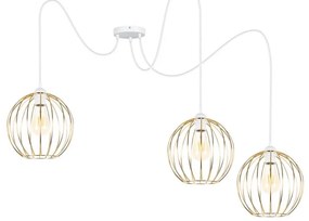 Lampadario a sospensione con filo MATT 3xE27/60W/230V ragno bianco/oro