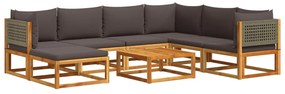 Set divano da giardino 8pz con cuscini legno massello di acacia