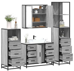 Set Mobili Da Bagno 4 Pz Grigio Sonoma İn Legno Multistrato /